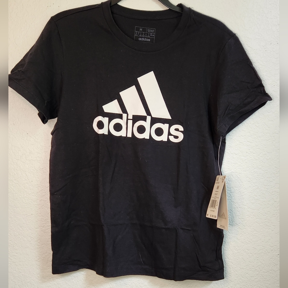 NWT Adidas Women's 100% Cotton Black‎ T-Shirt, Size M